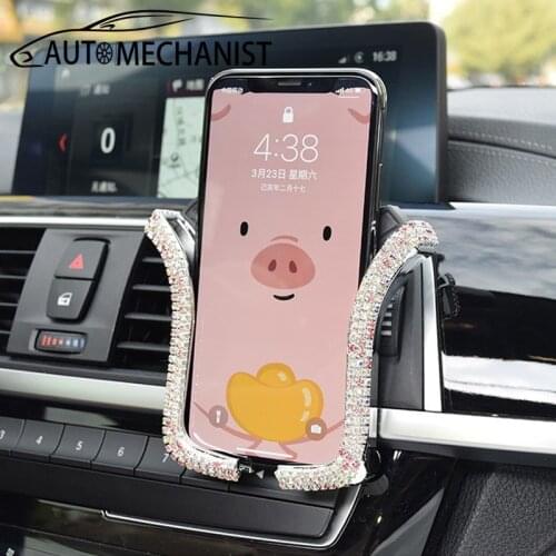Crystal Car Phone Holder Rhinestone Car Air Vent Mount Auto Smartphone Holder for iPhone Samsung Huawei Car Holder Accessories