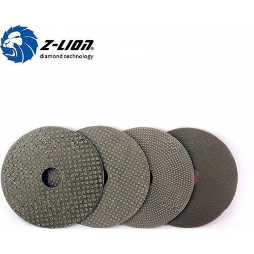 Z-LION 3" Electroplated Diamond Wheel Polishing Pad 4pcs/Set Fast Removal Tile Glass Concrete Stone Sanding Disk Metal Polishing