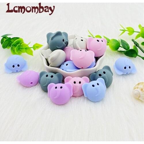 10pcs Silicone Beads Cute Elephant Silicone Teething Beads Accessories silicone rodent Making Necklace Pendant