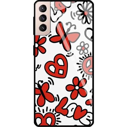 Indie Aesthetic Graffiti 80s Daisy Tempered Glass Cover For Samsung Galaxy S21 Ultra S20 FE S8 S9 S10 Plus Note 10 20 Case