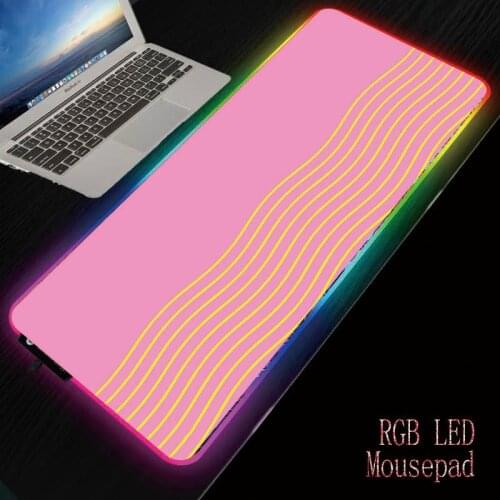 Colorful Waves Line Texture Gaming Mause Pad Large Mouse Mat RGB Mouse Pad Backlit Mat for Computer Desk Mauspad with Backlight