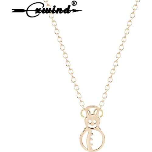 Cxwind Cute Snowman Pendants & Necklaces for Women Snowman Santa Claus Choker Christmas Statement Jewelry Gift
