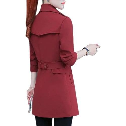 Spring Autumn Women Jacket Windbreaker Mid Long With Lining Womens Coat Loose All-Match Windbreaker Outwear Ladies Tops R1442