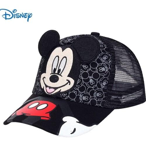 Disney Cartoon Mickey Childrens Cap Cute Ear Embroidery Breathable Sun Hat Kids Boys and Girls Baseball Caps 3-8 Years Old