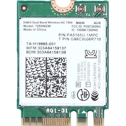 Intel Wireless AC 7260 7260NGW intel 7260 Dual band Bluetooth BT4.0 NGFF 867Mbps Wifi Card Network card