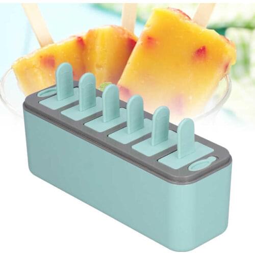 Home Ice Cream Mold 6 Cavity Ice Mold Tray DIY Popsicle Tool Children Dessert Ice Cream Maker With Handle Cover For Home Summer