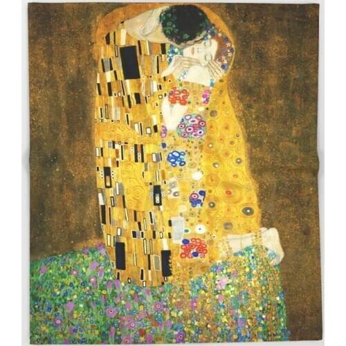 Art Blankets for Beds Gustav Klimt The Kiss Design Flannel Throw Blanket Office/Travel Soft Blanket Bedding Bedspread