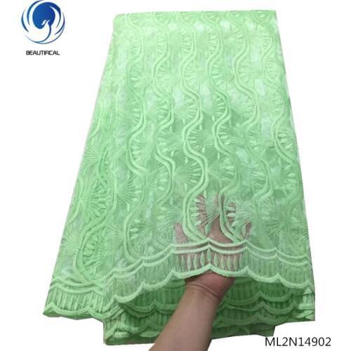 BEAUTIFICAL african lace fabrics 2019 high qaulity lace mesh tulle lace green net laces fabric for women 5 yards ML2N149