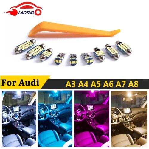 LAOTUO Best Canbus For Audi A3 8L 8V 8P A4 B5 B6 B7 B8 A5 A6 C5 C6 C7 A7 A8 D2 D3 Vehicle LED Interior Map Dome Trunk Light Kit