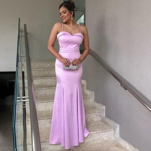 Lavender \Lilac Party Gowns Sweetheart Mermaid / Trumpet Sweep/Brush Party Dresses Spaghetti strap Sleeveless Evening Dresses