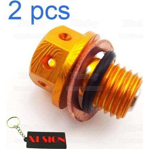 2pcs/pack Magnetic Megneto Engine Oil Drain Plug Bolt Nut Screw Washer Gold Pit Dirt Monkey Bike ATV Quad Buggy Kart Motocross