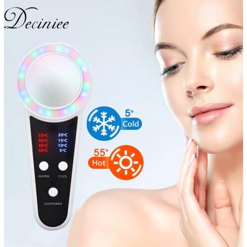 Hot Cold Hammer Massage Facial SPA Device LED Anti-Wrinkle Skin Tightening Face Lift Anti Aging Massager Electric Beauty Machine