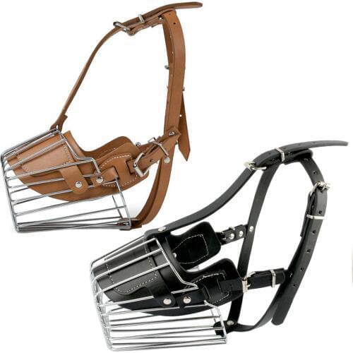Black/ Brown Strong Metal Wire Basket Dog Muzzle For Large Dog Amstaff Pitbull Bull Terrier Anti-Bite Bark Chew Muzzles