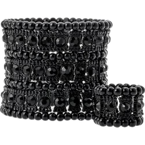 Multilayer stretch cuff bracelet ring sets wedding bridal crystal jewelry women her wife mom girlfriend gifts B11 dropshipping