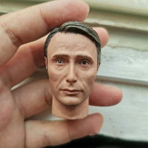 In Stock 1/6 Scale Male Soldier Mads Mikkelsen Head Carved Sculpt Model for 12 inches Action Figure Body
