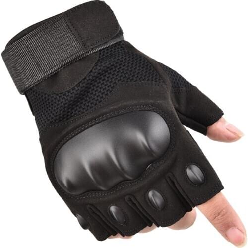 Black Motorcycle Fingerless Gloves Motocross Biker Cycling Riding Motorbike Protective Gear Moto Half Finger Glove Non-slip Men