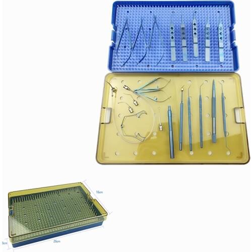 Ophthalmic Cataract Kits 21pcs Micro Tweezers Scissors Needle Holder with Sterilization Case Ophthalmic Instrument