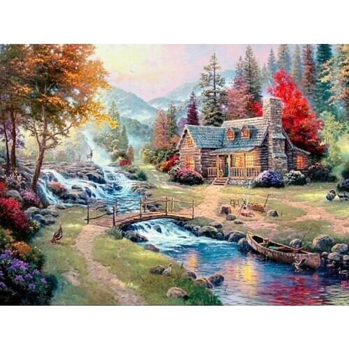 A3757 11CT/14CT/18CT/25CT/28CT oil street patterns Counted Cross Stitch DIY Cross Stitch Kits Embroidery Needlework Sets