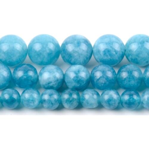 Natural Blue Chalcedony Jades Stone Round Loose Spacer Beads For Jewelry Making DIY Bracelet Handmade 6/8/10/12mm