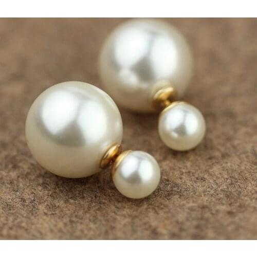 2020 New Womens Earrings Delicate Two-sided Pearl Ear Stud Earrings for Women Bijoux Korean boucle Girl Gifts Jewelry Wholesale