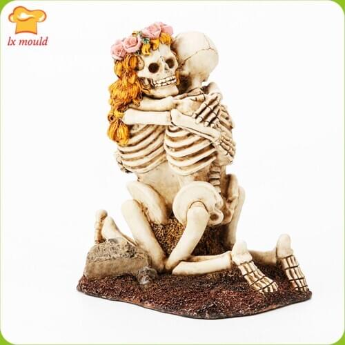 New Skeleton Bride Groom Mold Resin Mold Plaster Candle Skeleton Silicone Mould