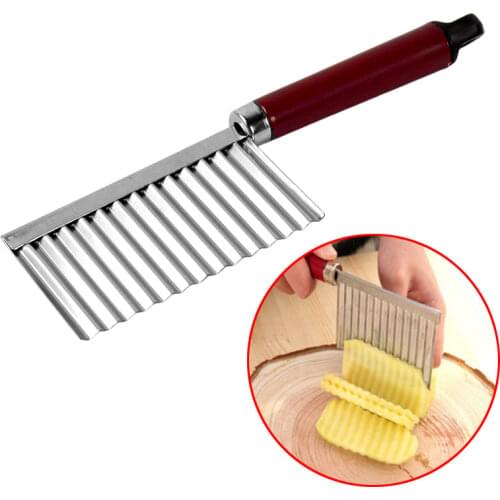 1 Pcs Stainless Steel Potato Chip Crinkle Cutter Vegetable Fruit Slicer Wavy Knife For Kitchen Tool