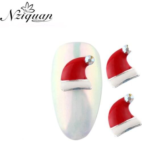 Limited time rush to buy 3D Christmas hat nail decorations NZIQUAN DIY10pcs a pack of 8*9mm fine nail decoration stickers