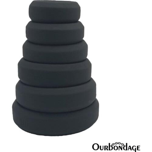 Ourbondage 6 Size Silicone Penis Cock Ring Stretcher Scrotum Pendant Restraint Cock Traning For Men Gay Sex Toy