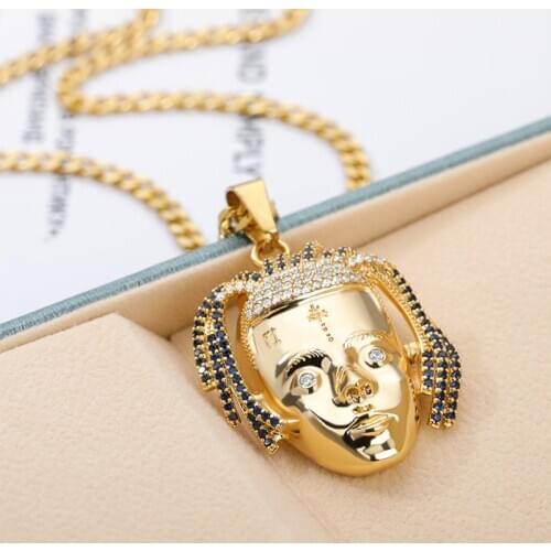 Rapper XXXtentacion Necklace For Women Men Hiphop Iced Out Zircon Pendant Cuban Chain Necklace Charm Crystal Jewerly Gift
