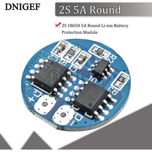 PCB BMS 2S 18650 5A Round Li-ion Battery Protection Module 7A Current Limiting 5A Working Current