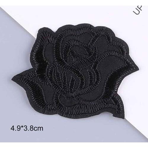 Whole All Black Butterfly Rose Flower Design Iron On Patch Clothes Patch For Clothing Girls Boys Embroidered Pathces