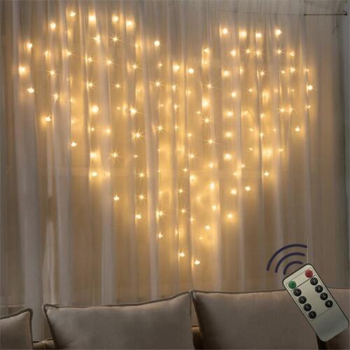 Remote2x1.5m 124led Heart Shape LED String Light EU220V Holiday Christmas wedding Party decoration led icicle Curtain lamp light