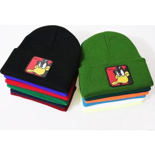 Mens and womens duck Embroidery Hat Winter Hat animation series knitted hat hip hop cap Cartoon logo Beanie