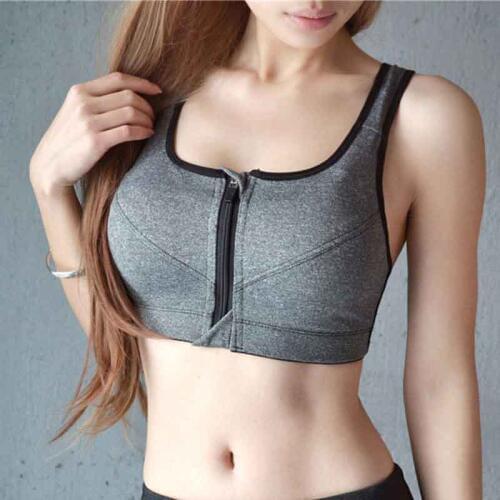 SALSPOR Women Push Up Sports Bras Shockproof Zipper Sports Bra Gym Running Padded Tank Top Breathable Athletic Vest Plus Size