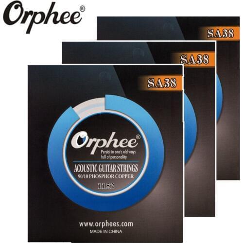 Orphee SA38 011-052 Acoustic Guitar Strings 90/10 Phosphor Copper Hexagonal Core Nickel Alloy Vacuum Packaging 3 set