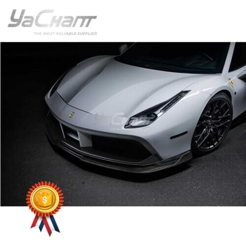 Dry Carbon Fiber Front Bumper Splitter Fit For 2015-2019 F488 GTB VRS Diavolo Aero Style Front Lip Diffuser Spoiler DCF