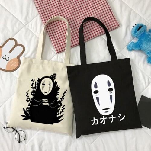 Spirited Away Anime Women Bags Classic HandBag Vintage Shoulder Bag Canvas Bag Harajuku Goth Punk Shopper Large Capacity