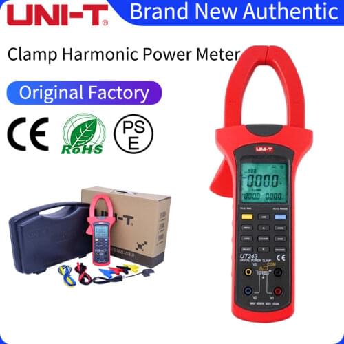 UNI-T UT243 Power and Harmonics Clamp Meters Phase Factor Power Meter Active Energy USB Interface AC Current Voltage Test