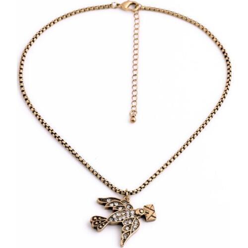 Slimmer Box Chain Dove Of Peace Necklace Greece Style Affordable Accessory