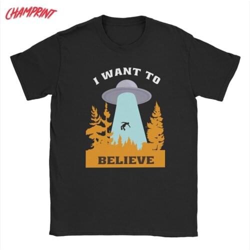 I Want To Believe The X Files Mens T Shirt Casual Tee Shirt Short Sleeve Crew Neck T-Shirt 100% Cotton Big Size Clothes