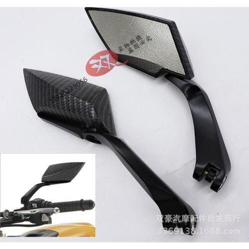 Carbon fibre 8MM 10MM universal black moto side mirror for kawasaki honda suzuki benelli vespa yamaha motorcycle rearview mirror