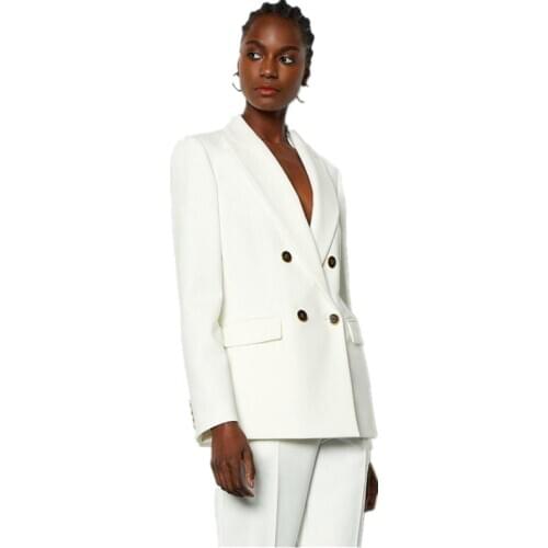 Double-breasted womens suit fashion slim womens suit two-piece blazer+ trousers womens pants suits брючный костюм женский