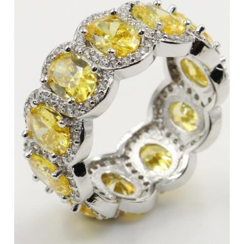 2019 New Arrival Hot Sell High Quality Luxury Jewelry 925 Sterling Silver Yellow CZ Promise Party Women Wedding Ring for Mother