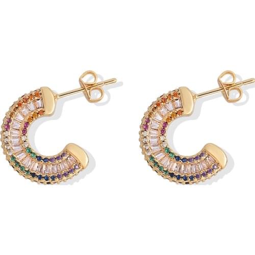 ZOSHI AAA Grade Cubic Zirconia Earrings for Women Multicolor Crystal Golden Stud Earrings Luxury Wedding Jewelry