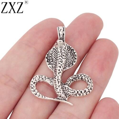 ZXZ 10pcs Tibetan Silver Cobra Snake Charms Pendants for Necklace Jewelry Making Findings