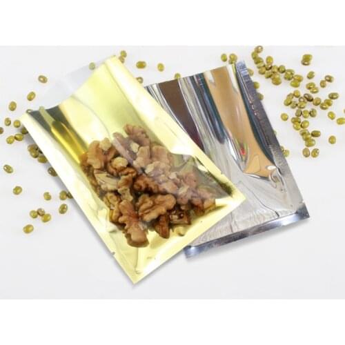100pcs One Side Clear One Side Foil Open Top Vacuum Bag Plastic Food Snack Heat Seal Package Pouch Gold Inlay Bags