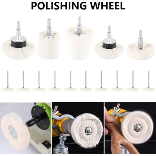15pcs Wool Felt Polishing Buffing Round Wheel Grinding Pad For Dremel Rotary Tools Accessories