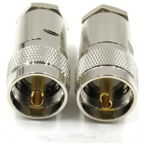 1pce Connector UHF PL259 Male Plug Clamp RG58 RG142 LMR195 RG400 Cable Straight Adaptor