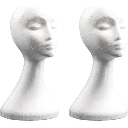 2x Foam Female Mannequin Head Wigs Glasses Cap Display Holder Stand Model wig head stand wig holder