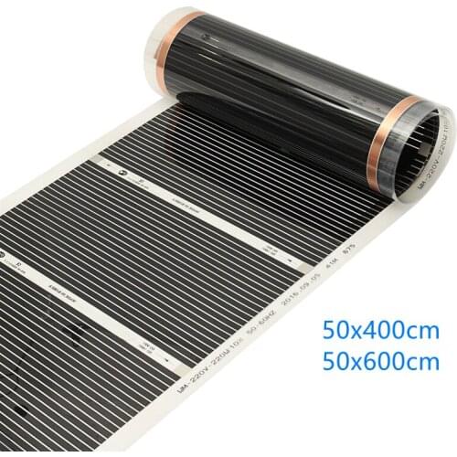 400/600cmX50cm 220V Carbon Crystal Heating Film Infrared Underfloor Heating Carbon Film Heater Electrical Warm Mat Heating Film